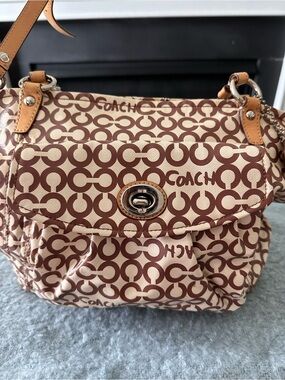 Coach Y2K Leah Opt Art Coated Canvas Tote/ Shoulder bag